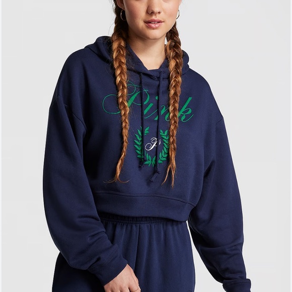 Victoria’s Secret PINK Everyday Fleece Cropped Hoodie NWT - Picture 2 of 4